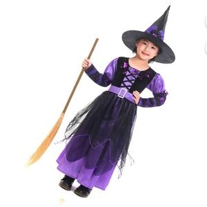 Witch Girl Halloween Costume with Hat Size Medium